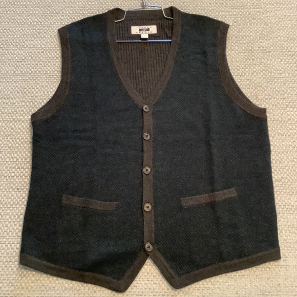 Joseph Abboud Mens Wool Brown  Sweater Vest Size L - Picture 1 of 8